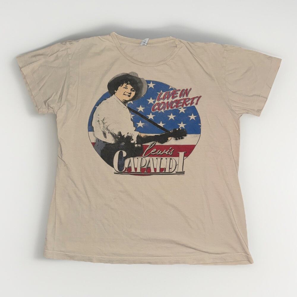 Lewis Capaldi Country Band T-Shirt Tan Large 21x25